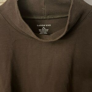 Lands' End Women Mock Neck Shirt Long Sleeve Top BROWN Size XL (18-20)